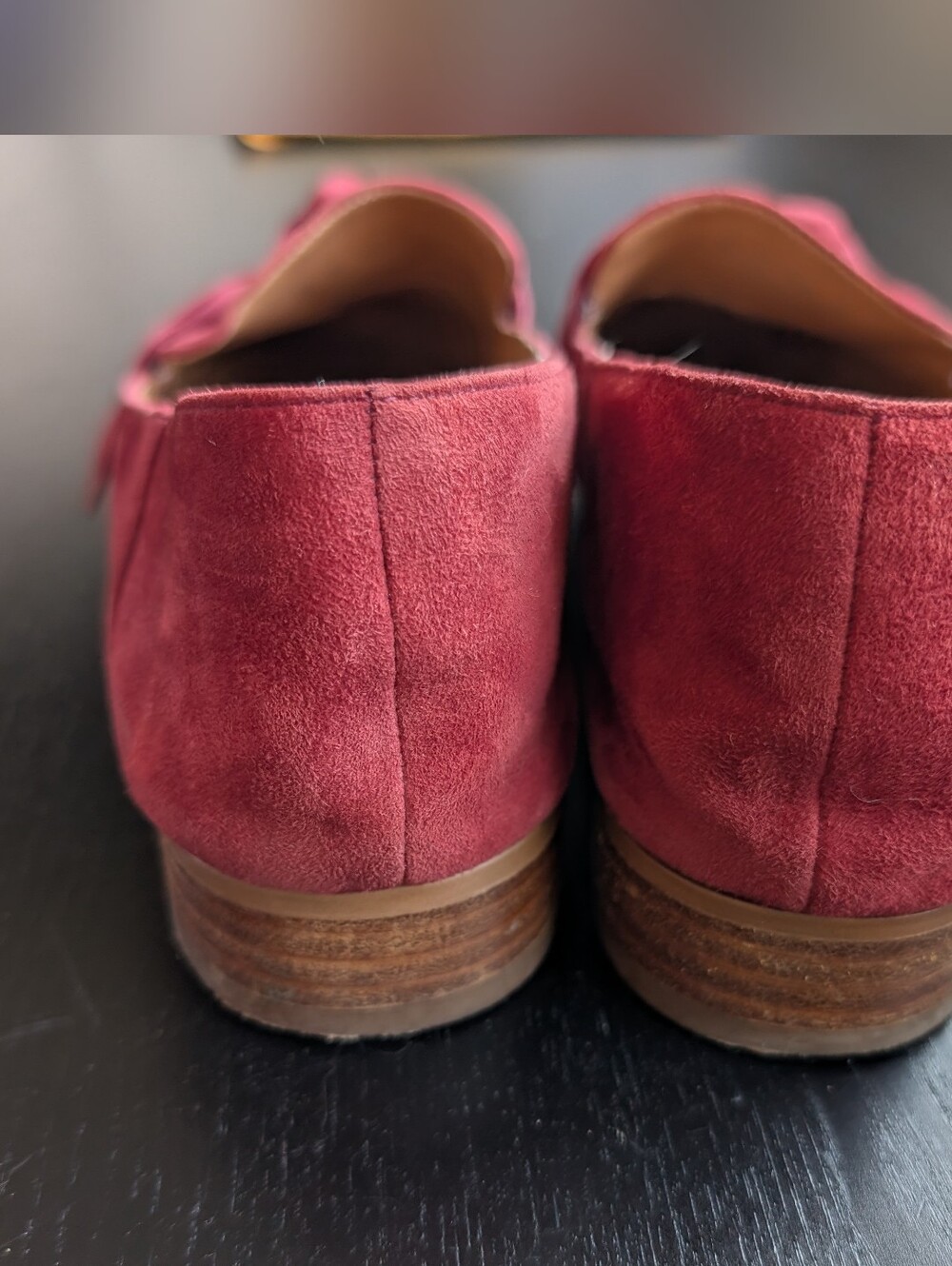 Franco Sarto Red Suede Abyss Shoes with Bow - Picture 4 of 7